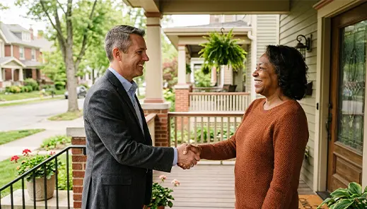 sbk-properties-cincinnati-cash-buyer Steve Sparks from SBK Properties shaking hands with a Cincinnati homeowner.
